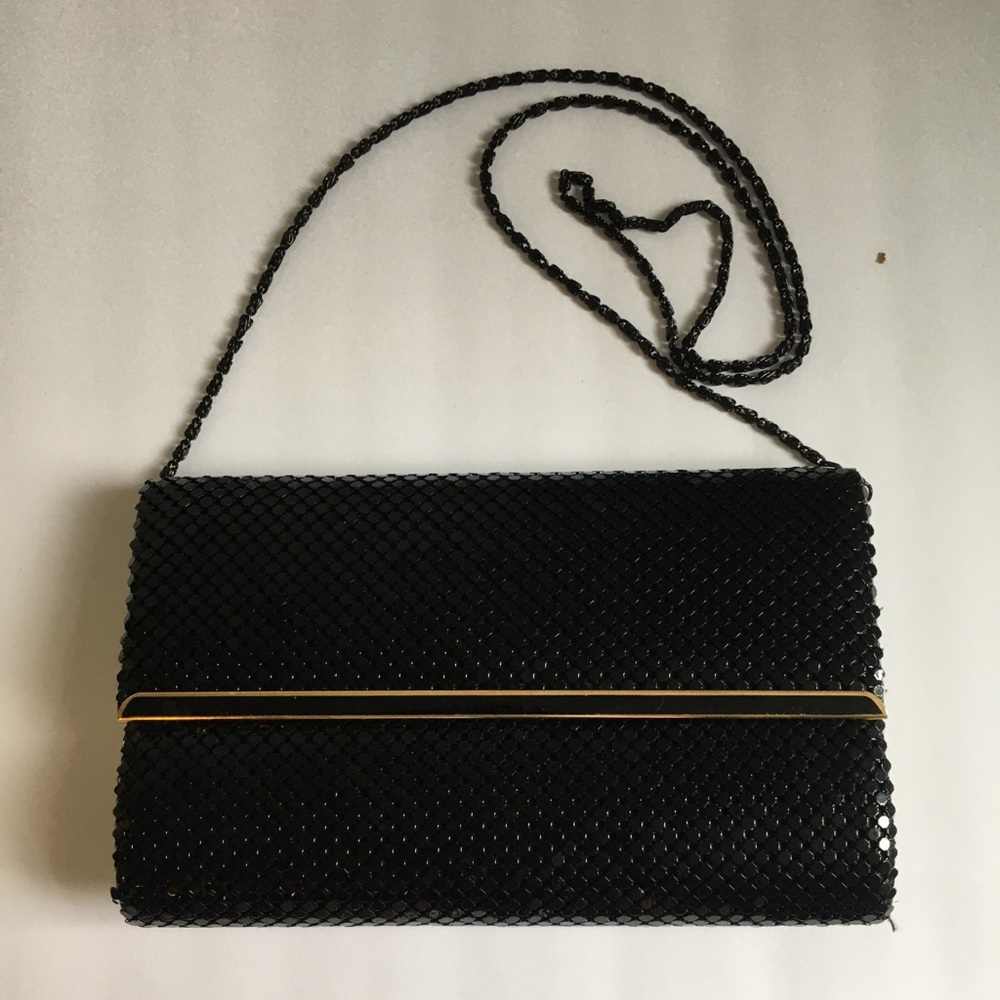 VINTAGE black mesh clutch purse